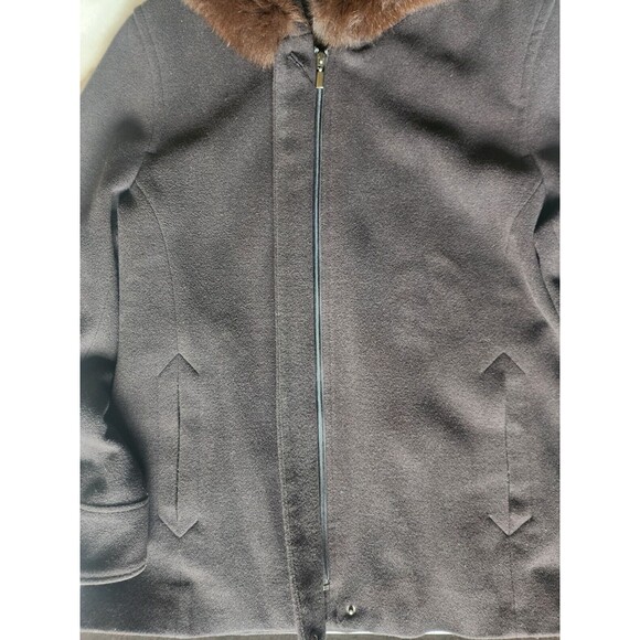 VTG Forecaster Platinum SZ 10 Brown Lambs Wool Blend Fox Fur Trim Hooded Coat - Picture 4 of 14